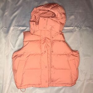 Lululemon Wunder Puff Cropped Vest Pink Peach Size 10 600-Fill Down Hooded NWT